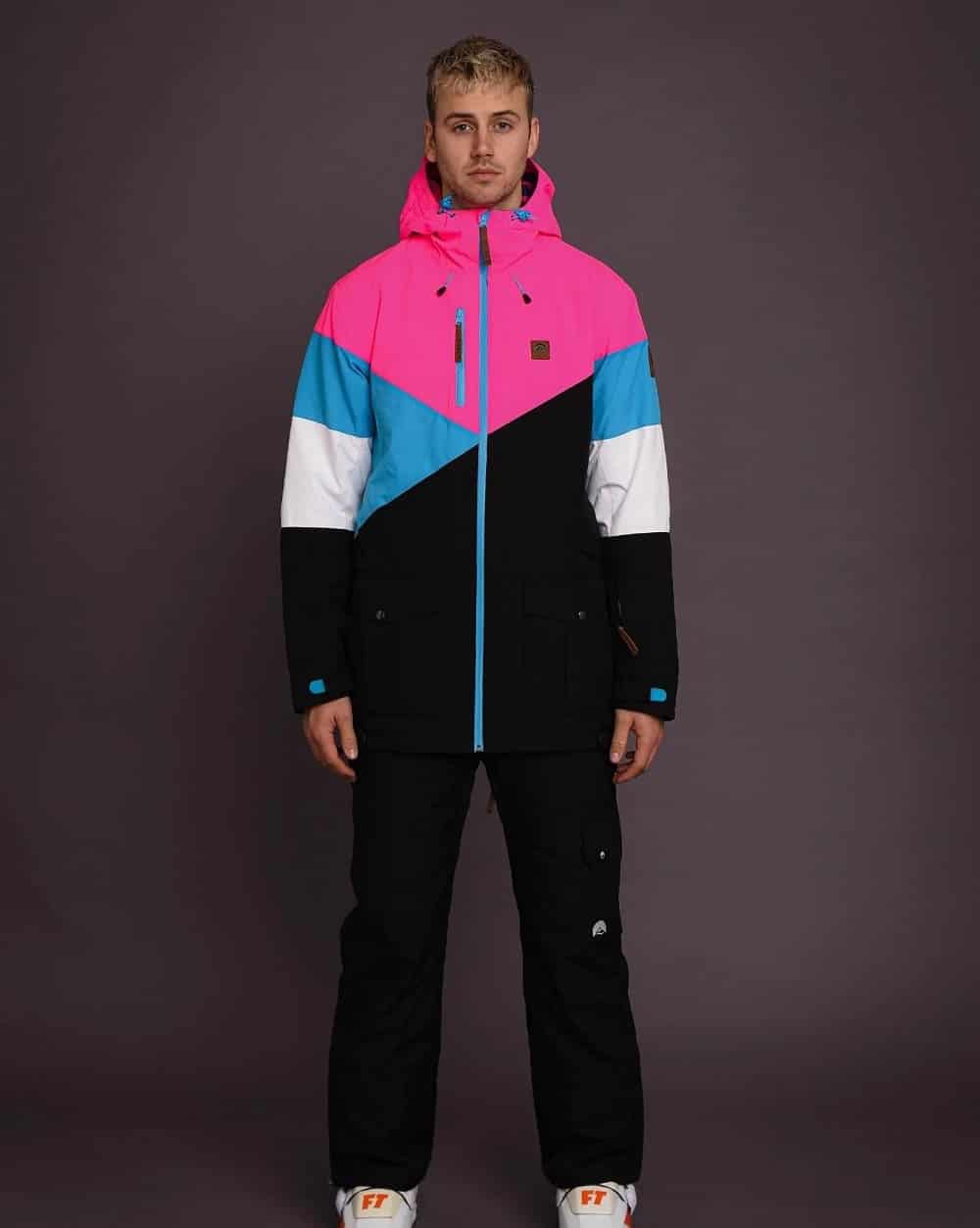 OOSC Fresh Pow Men s Ski Snowboard Jacket PINK BLUE BLACK OOSC Fresh Pow Men s Ski Snowboard Jacket PINK BLUE BLACK