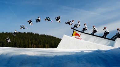 Jakub Hrones performs World's First Switch Boardslide Triple 1170 Out Of Rail session in Spindleruv Mlyn, Czech Republic.