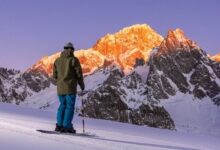 Experience the thrill of skiing at sunrise in the the Aosta Valley by the majestic Mont Blanc