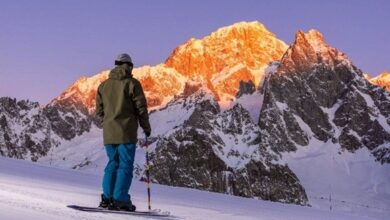 Experience the thrill of skiing at sunrise in the the Aosta Valley by the majestic Mont Blanc
