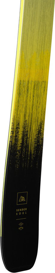 Lightweight yellow and black ski with Sender Soul branding, perfect for winter sports enthusiasts seeking high-performance winter skiing gear.