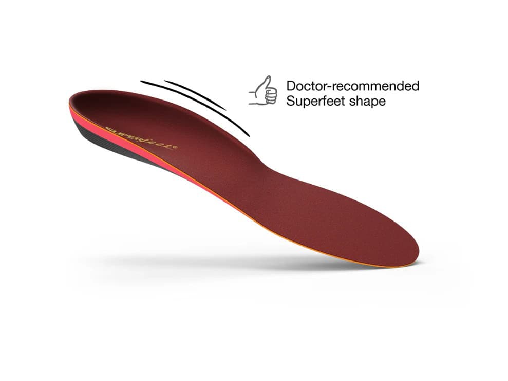 Superfeet insoles designed for enhanced comfort and support, perfect for winter footwear. Doctor-recommended superfeet shape for optimal foot health during winter activities.