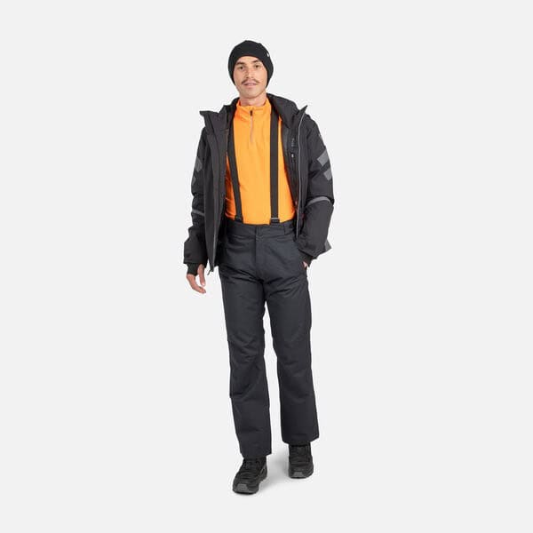 Warm winter outdoor clothing for men including waterproof jacket, thermal trousers, and insulated accessories, perfect for skiing, snowboarding, or cold weather adventures.