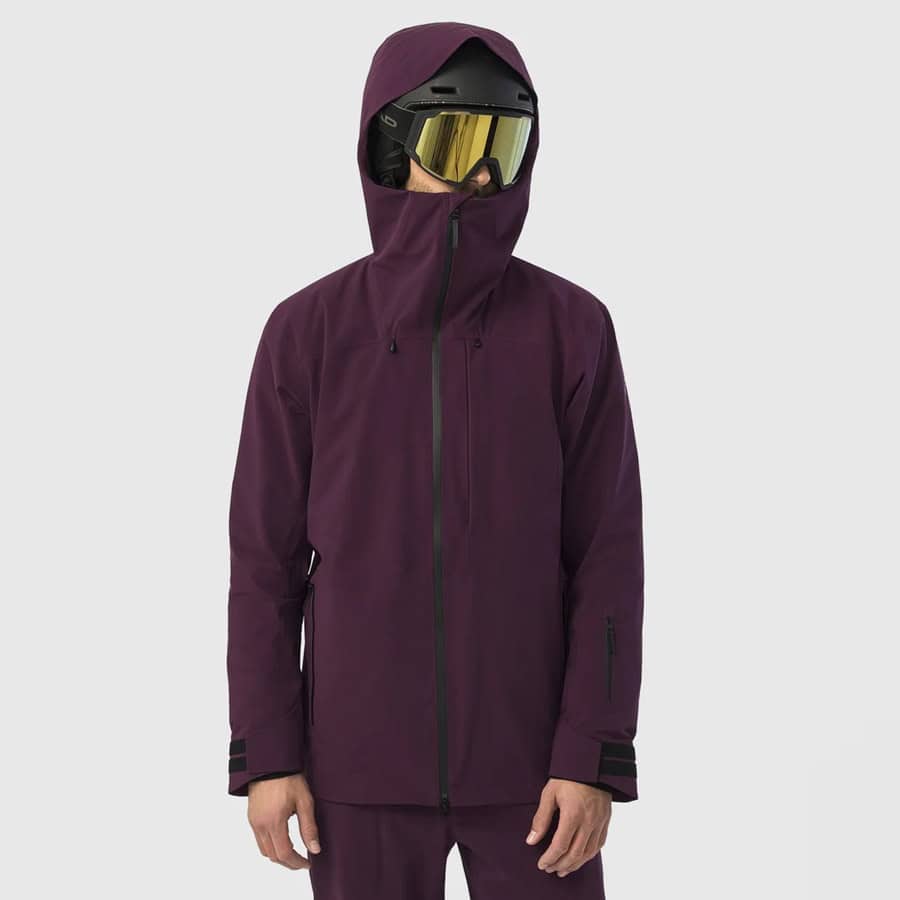 Insulated winter jacket with hood, designed for winter sports and outdoor activities, featuring water-resistant fabric, thermal lining, and adjustable cuffs for maximum warmth and protection in winter conditions.