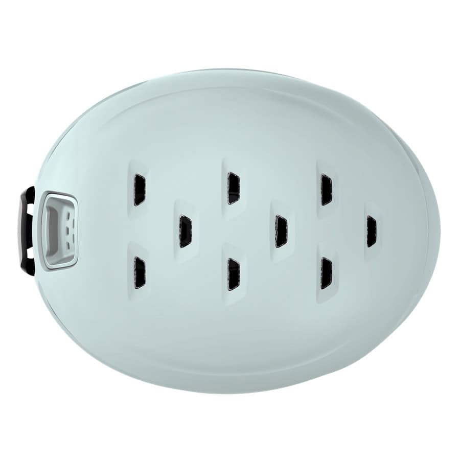 Power strip with multiple outlets for winter holiday lighting and appliances, ideal for winter season use.