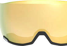 High-quality ski goggles with reflective yellow lenses, designed for optimal visibility and protection during winter sports in snowy conditions.