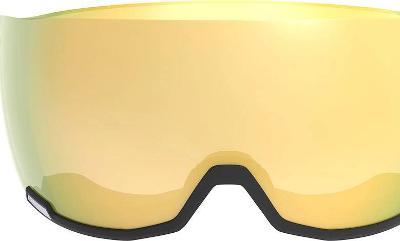 High-quality ski goggles with reflective yellow lenses, designed for optimal visibility and protection during winter sports in snowy conditions.