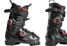 Mara ski boot, black and red, designed for winter sports enthusiasts seeking high performance and comfort in cold weather conditions. Perfect for skiing adventures.