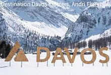 Scenic winter landscape in Davos featuring snow-covered mountains, ski slopes, and winter sports activities, perfect for winter tourism and skiing enthusiasts.