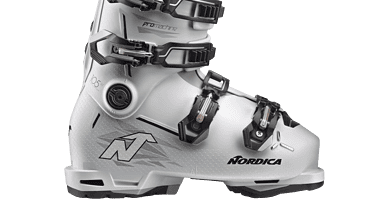 High-performance Nordica ski boot designed for winter skiing, featuring adjustable buckles and a comfortable fit for optimal control on snow.