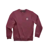 A burgundy sweatshirt with a small logo on the chest, perfect for winter wear and outdoor activities.