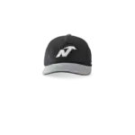 Black and grey winter sports cap with a stylized 'N' logo on the front, suitable for cold weather activities.