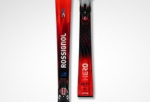 Rossignol Hero LT-TI skis designed for advanced winter skiing, featuring a sleek black and red design with high-performance features for optimal control and speed.