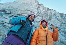 Leo Houlding and Erik Boomer during their expedition to The Beak on Baffin Island