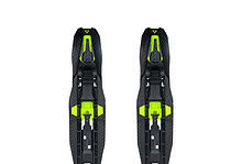 Pair of high-performance cross-country skis with black and neon green design, suitable for winter sports and outdoor adventures.